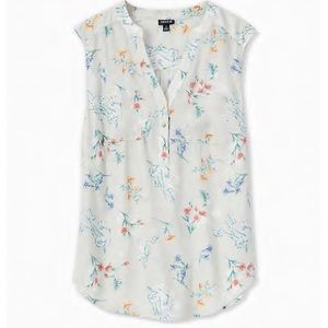 Torrid Light Stone Grey Floral Gauze Tank Size 2